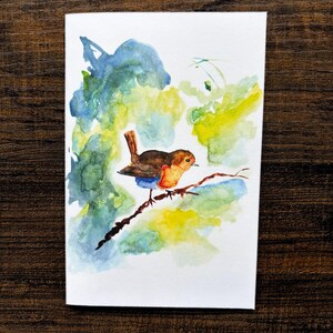 Cartão de felicitações em branco pintado à mão para download digital - Pássaro em aquarela