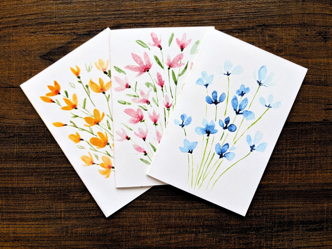 Floral Greeting Cards Blank- Watercolor Hand Painted - Etsy