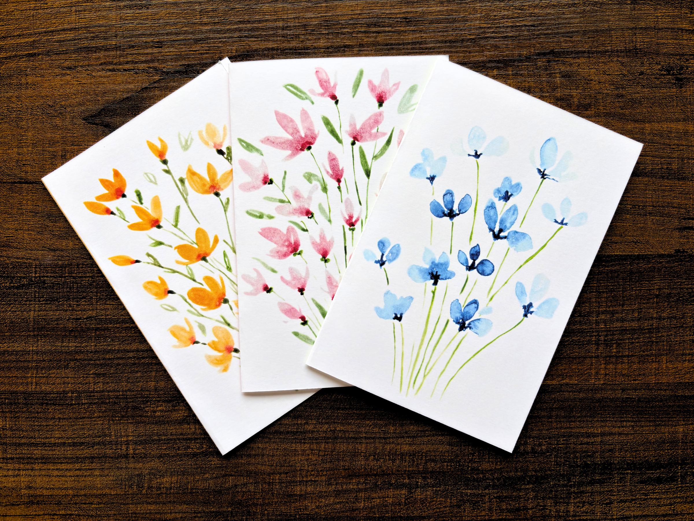 Floral Greeting Cards Blank- Watercolor Hand Painted - Etsy