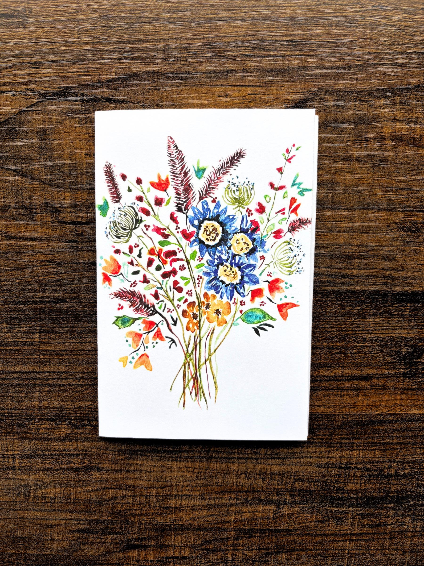 Bouquet Greeting Card Blank- Hand Painted Watercolor - Etsy