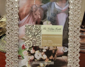 Crystal Bling Wedding Photo Frame 5x7 - Elegant Traditional Look