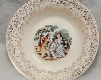 Nasco ROYAL Colonial Antique-Listing is for 1 Saucer - Warranted 22 KT - Gold Oval Small Bowl Courting Coupe 1920 Vintage-5.5&quot; Widex1&quot; Deep