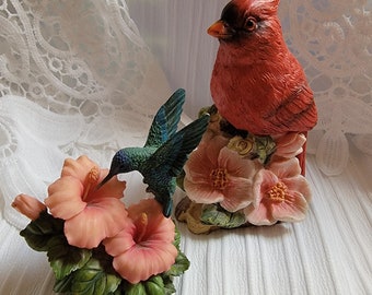 Vintage Birds - Green/Blue Hummingbird - 4&quot; High 3.5&quot; Wide - Large Red Robin - 5.5&quot; High 4&quot; Wide