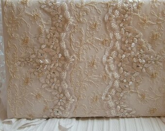 NEW - Guest Book - Wedding - White with Gold Trim and Pearls and Gold Sequins - Fancy Lace Trim