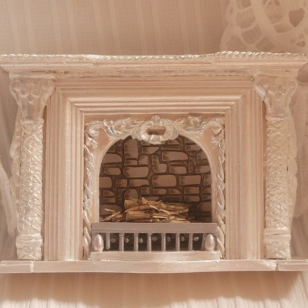 Miniature Fireplace for Doll House - 1/12 scale - 6 long x 4high x 2wide