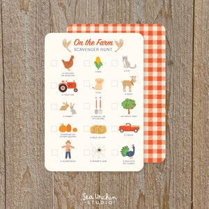 Farm scavenger hunt, games for kids, apple picking, kid&#39;s party game, autumn nature