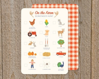 Farm scavenger hunt, games for kids, apple picking, kid's party game, autumn nature