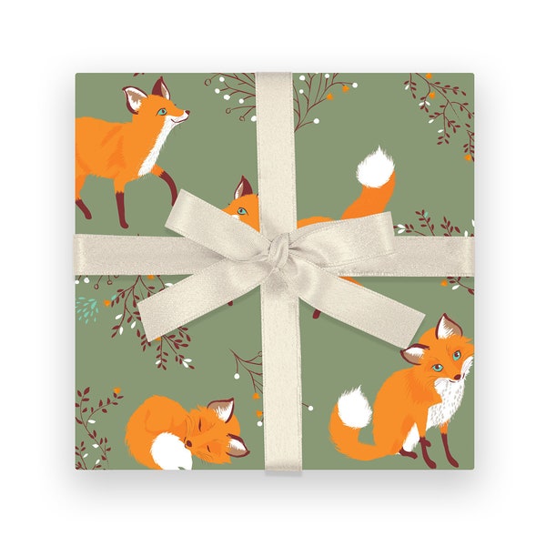 Fox gift wrap, fox wrapping Paper, Forest, Woodland, All Occasion wrapping paper
