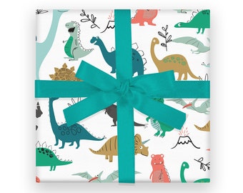 Wrapping Paper Dinosaur Gift Wrap - Birthday wrapping paper for boys and girls