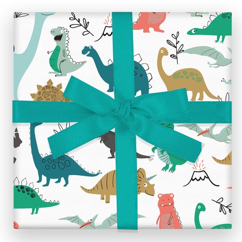 Wrapping Paper Dinosaur Gift Wrap Birthday Wrapping Paper Etsy
