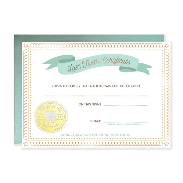 Tooth Fairy  Lost Tooth Certificate