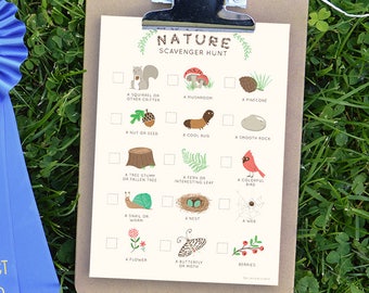kids nature scavenger hunt game, hiking game, camping, kid's party game