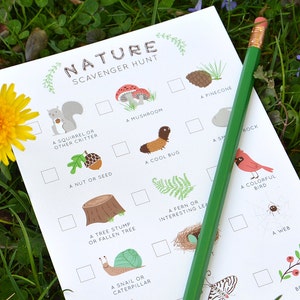 kids nature scavenger hunt game, hiking game, camping, kid's party game image 2