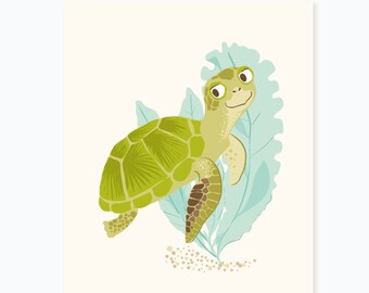 sea turtle - ocean art for kids - nursery art for baby