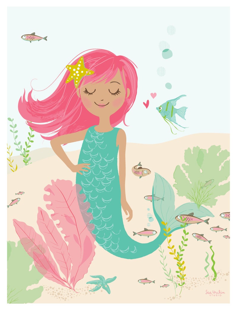 MERMAID Wall Art Girl's Room Wall Art Bathroom Artwork - Etsy