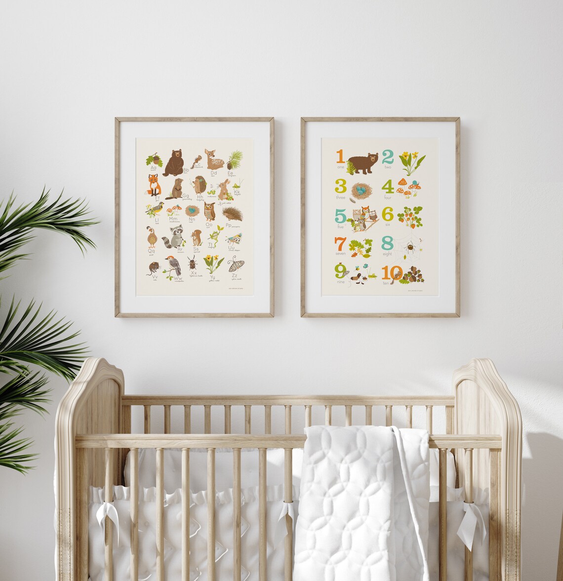 WOODLAND Forest Alphabet abc 123 nursery wall art for kids Etsy