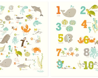 ABC 123 Ocean wall art set - Arte infantil para niños