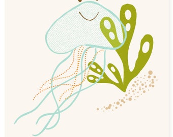 jellyfish wall art, ocean art for kids - nursery wall decor for baby