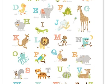 Animal Alphabet Poster, Baby Shower Gift, Animal Poster, ABCs, Kids Room Print, Nursery Print, Playroom Art