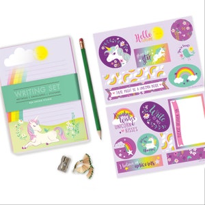 Unicorn Stationery Set, Kids Stationery, Writing Set for Girls, Kids  Writing, Notepad Set, Penpal, Unicorn, Rainbow Stickers 