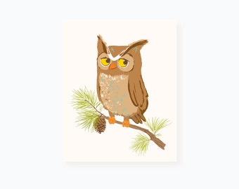 Owl wall art - woodland art for kids - nursery wall decor for baby