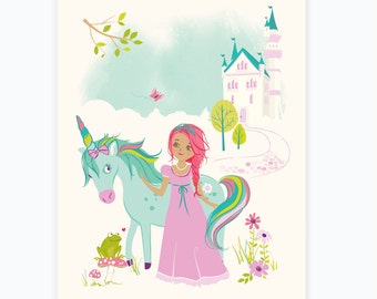 Princess wall art,  Unicorn wall art, art for girls room, Nursery wall decor for girls