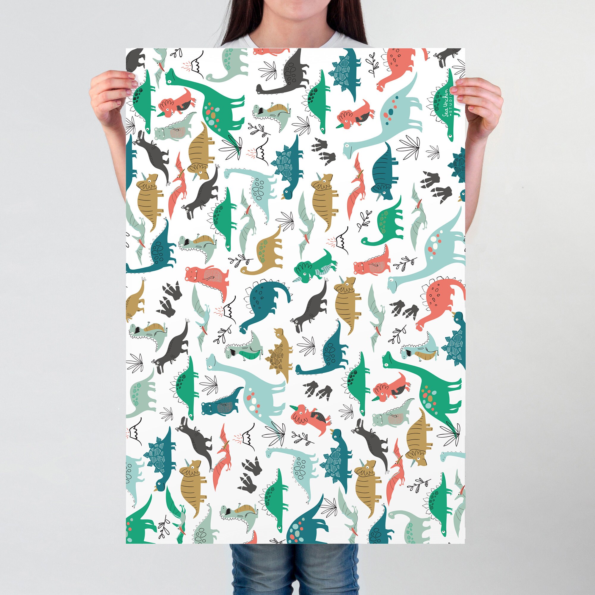 Wrapping Paper Dinosaur Gift Wrap Birthday Wrapping Paper Etsy