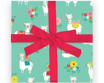 GIFT WRAP - Festive Llamas, alpaca, vicuna