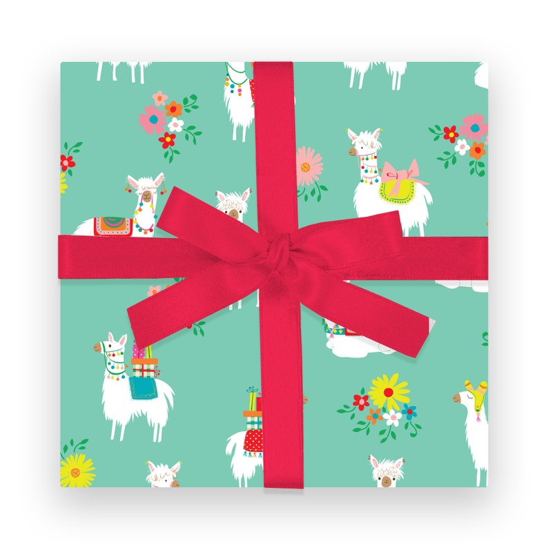 GIFT WRAP Festive Llamas Alpaca Vicuna Etsy
