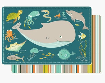 PLACEMAT for kids, sea creatures, ocean fish place mat