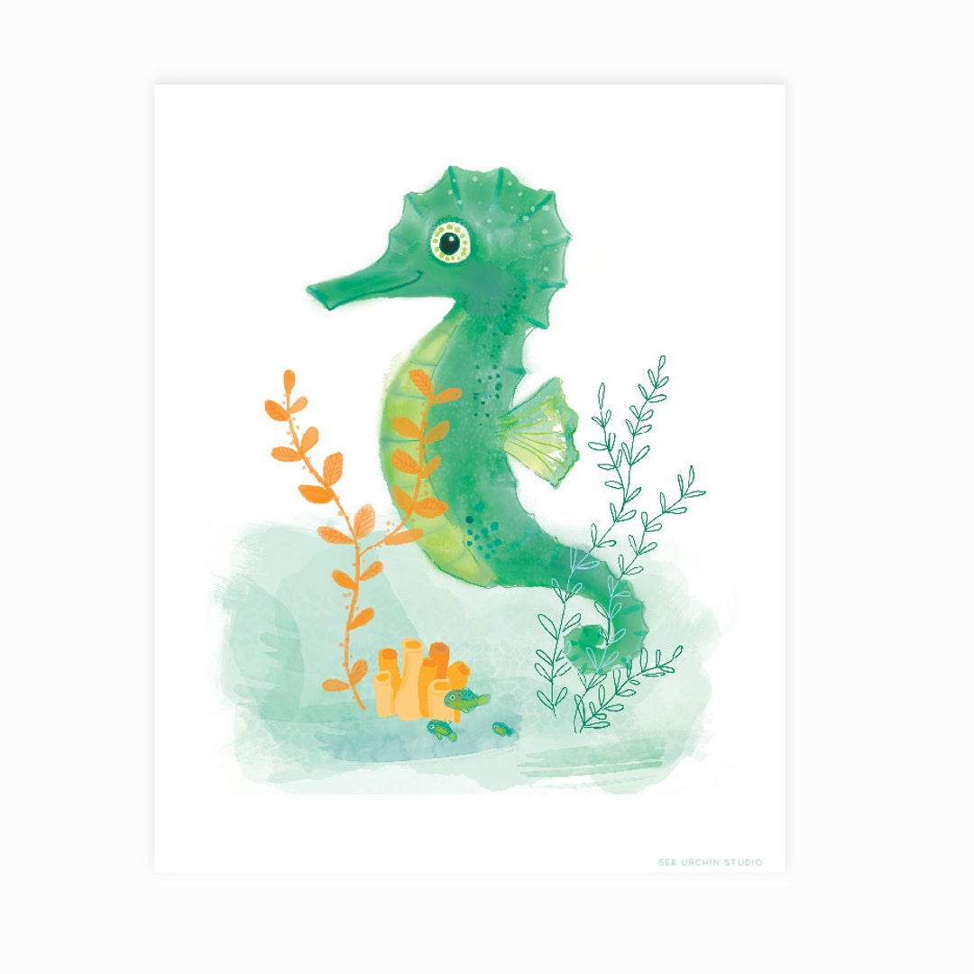 Seahorse Wall Art Ocean Wall Art Nursery Wall Decor for Etsy