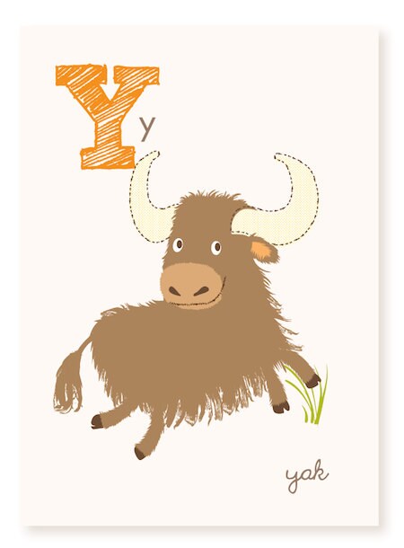 ABC card Y is for Yak ABC wall art alphabet flash cards | Etsy
