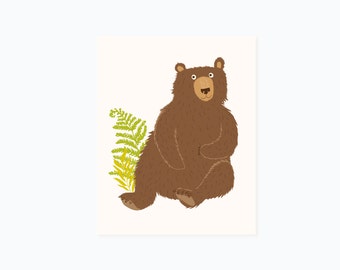 Bear wall art- woodland art for kids - nursery wall decor for baby