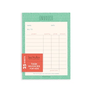 Invoice notepad for kids, weekly allowance and chores