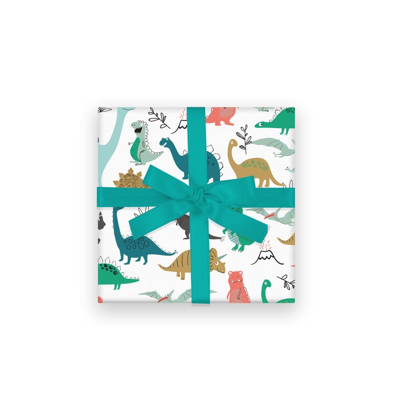 Wrapping Paper Dinosaur Gift Wrap - Birthday wrapping paper for boys and girls 