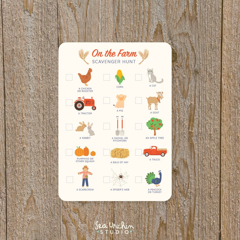 Farm scavenger hunt, games for kids, apple picking, kid's party game, autumn nature image 2