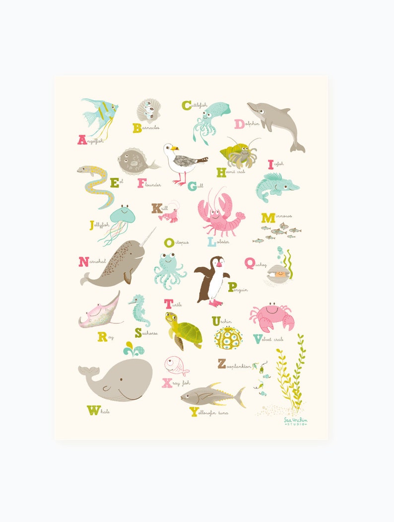 OCEAN Wall Art Sea ABC Ocean Alphabet Wall Art Nursery Etsy