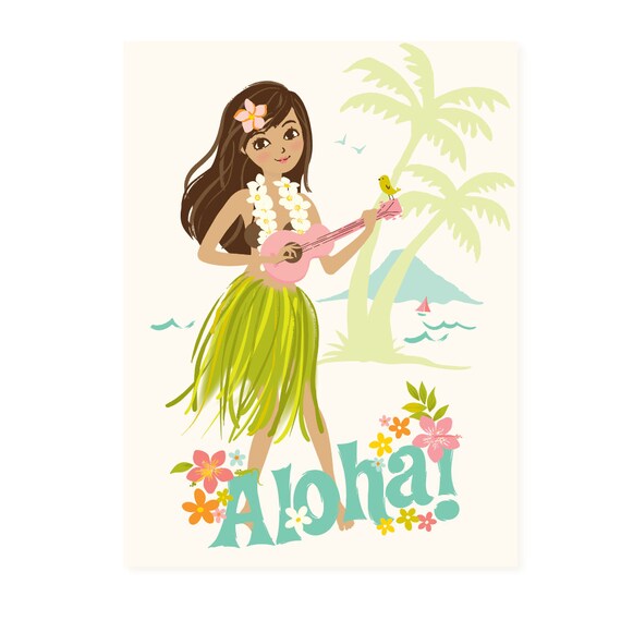 Hawaii Wall Art Aloha Hawaiian Hula Girl Nursery Art For Etsy