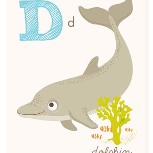 ABC-Karte - D ist für - Delphin, Hirsch, Ente