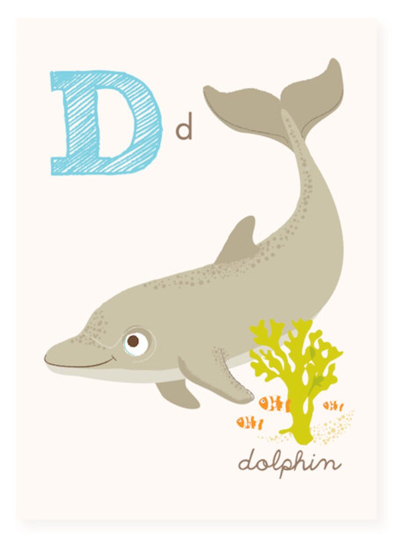 ABC Card D is for Dolphin Deer Duck - Etsy