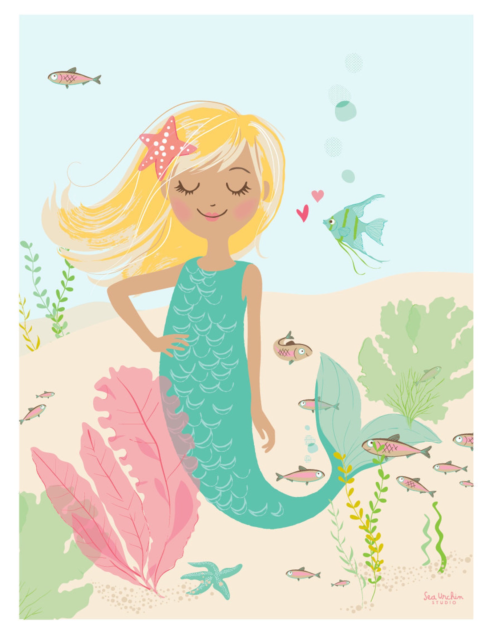 MERMAID Wall Art Girl's Room Wall Art Bathroom Artwork Etsy