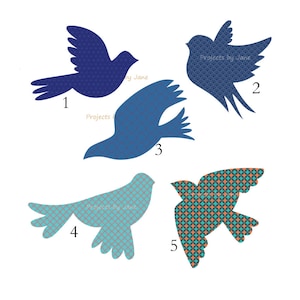 5 Flying Birds applique template | PDF applique pattern | applique template