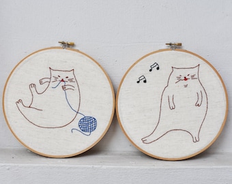 Fat Cats Embroidery Pattern | Funny Cat Design (PDF)