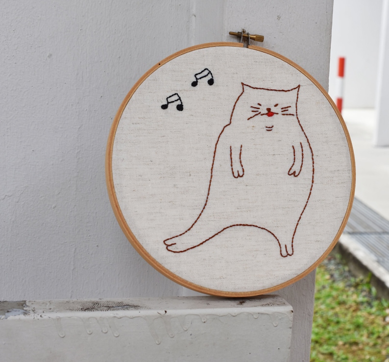 Fat Cats embroidery template PDF embroidery pattern hand embroidery template image 2