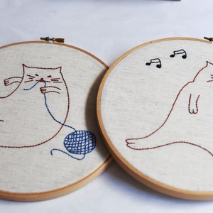 Fat Cats embroidery template PDF embroidery pattern hand embroidery template image 4