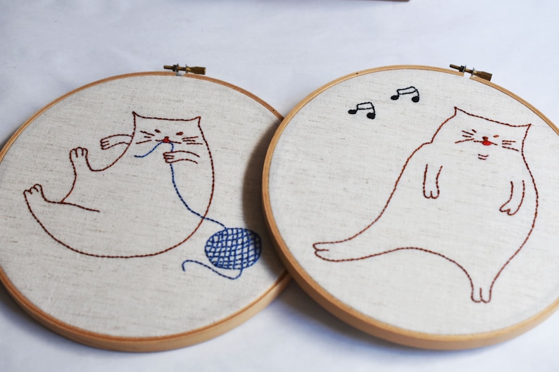 Fat Cats embroidery template PDF embroidery pattern hand embroidery template image 4