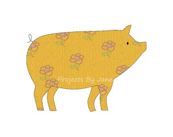 Pig Applique Template | Raw Edge Applique Pattern (PDF Download)