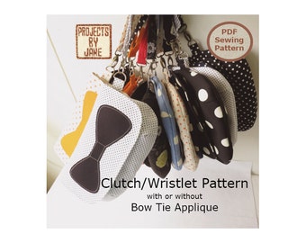 Easy Curvy Clutch/Wristlet Bow Tie Applique INSTANT DOWNLOAD Bag Sewing Pattern And Tutorial