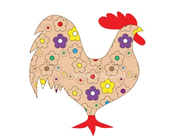 Rooster applique template | PDF applique pattern | applique template