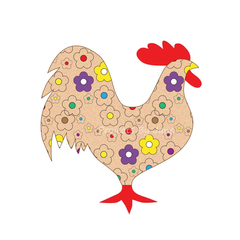 Rooster applique template PDF applique pattern applique template image 1